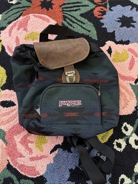 Vintage Jansport Day Mini Pack Backpack Aztec Green Black Made in USA 90s